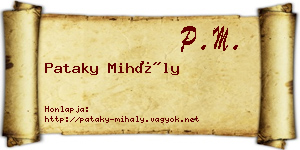 Pataky Mihály névjegykártya